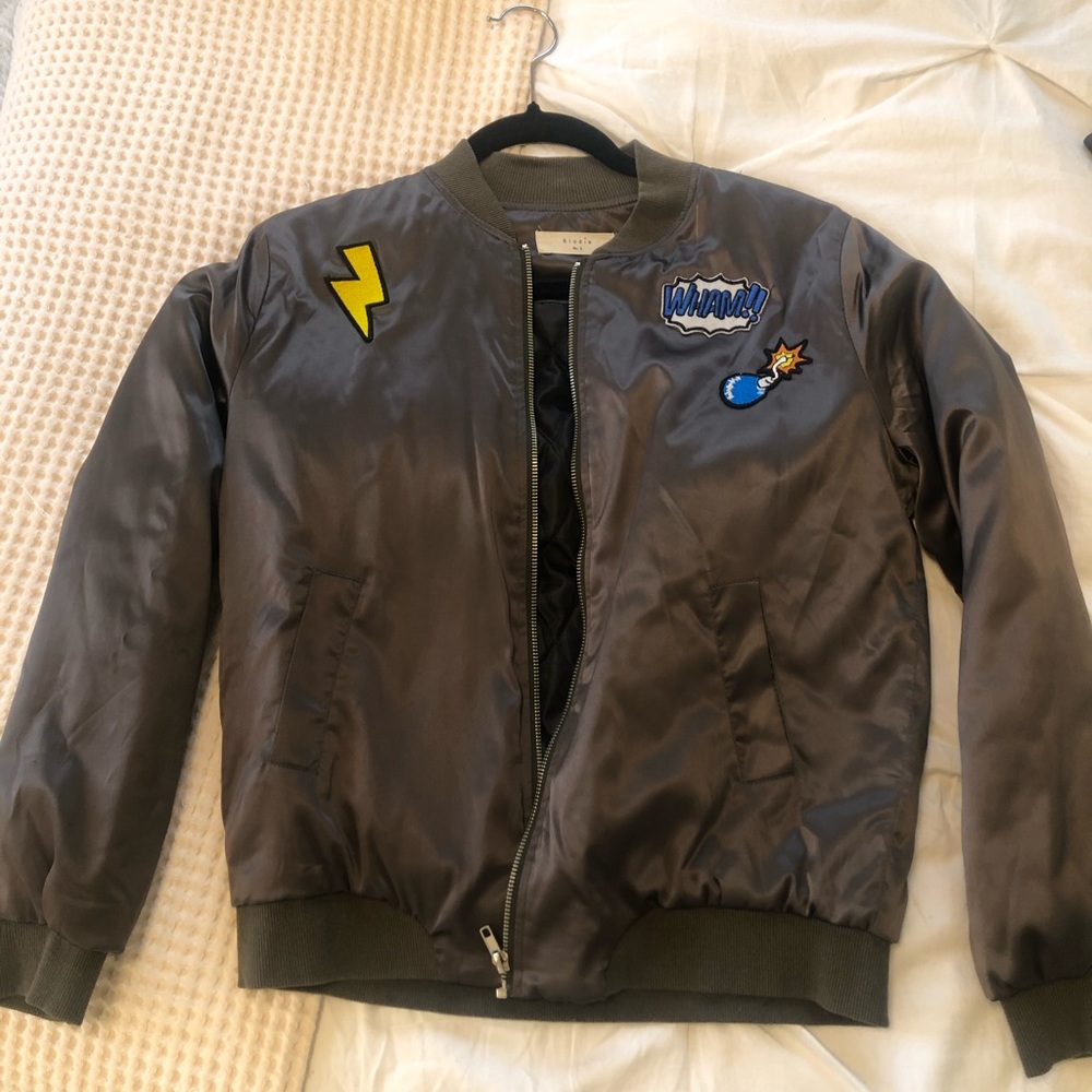 Nordstrom green bomber with graphics
